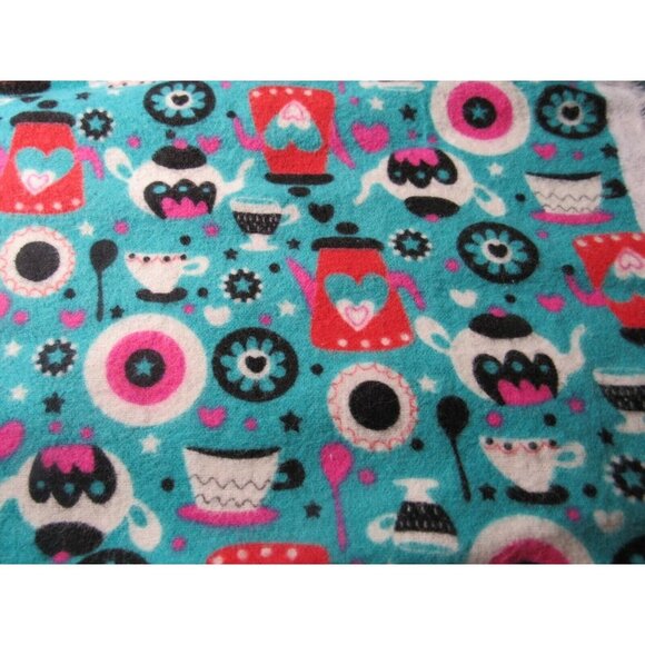 Cotton Flannel Sewing Fabric Teapots Coffee Cups Mugs Crafting Fashion 2.4 yd - Picture 5 of 8